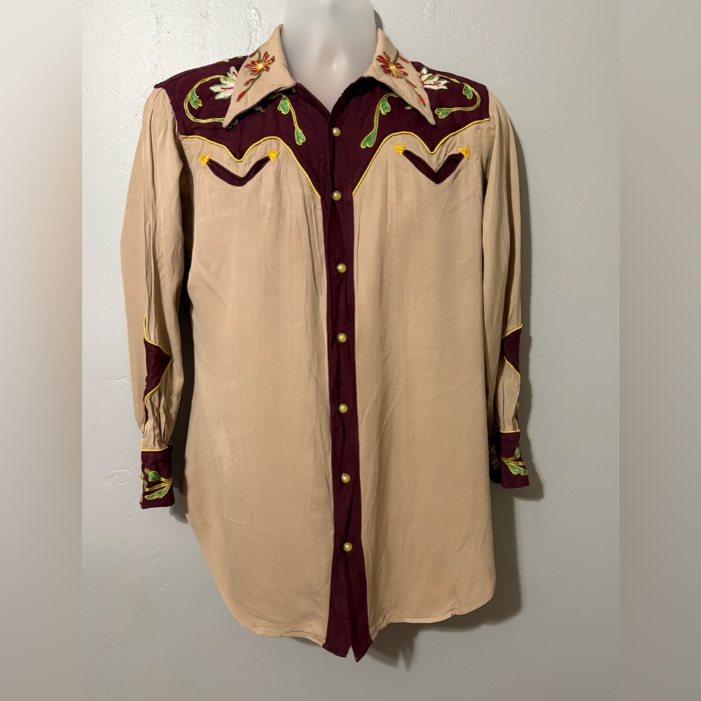 Vtg Rare Buck Bernie Embroidered Snap WESTERN Shirt 40s Antique
